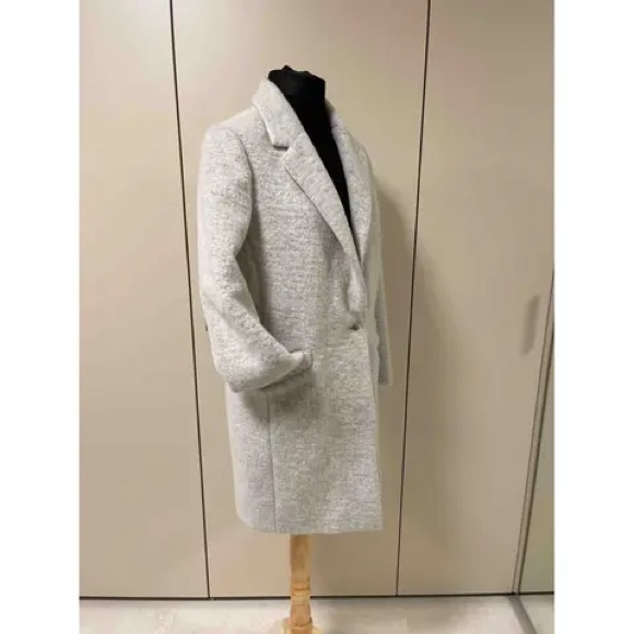 ELIZABETH & JAMES Genuine Fur Collar Oversized Coat Light Grey Size M Like New! - Picture 5 of 7